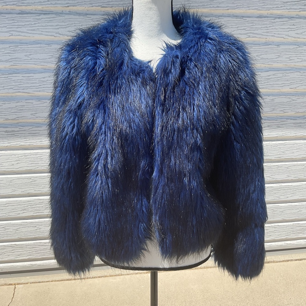 Forever twenty one Faux Fur blue Jacket size S